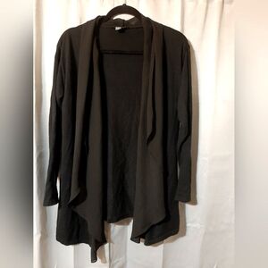 Women's Tracy M. Black Cardigan with Sheer Ruffled Edge size Medium